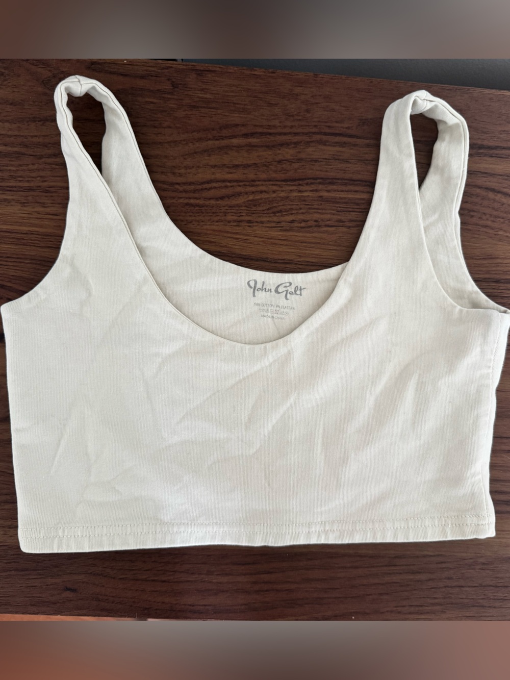 Brandy Melville Cream Scoop Neck Cotton Crop Top